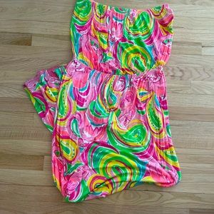 Lilly Pulitzer cotton maxi dress in vibrant floral print. Size XL